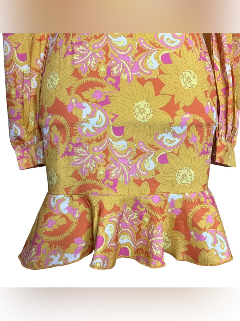 Cider Dress XS Retro Floral Paisley Ruffle Mini - Picture 3 of 9